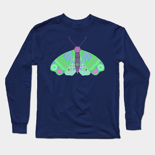 Moth, Zen Long Sleeve T-Shirt by Shine Design Blossom